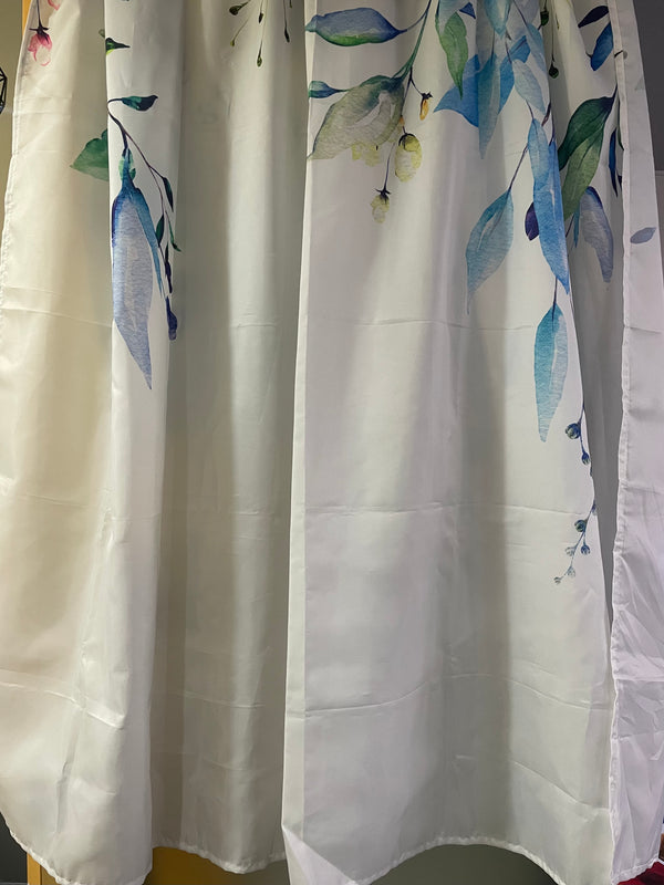 HabEase Curtains, Floral Printed Blackout Curtain Window Panel with Plastic Hooks