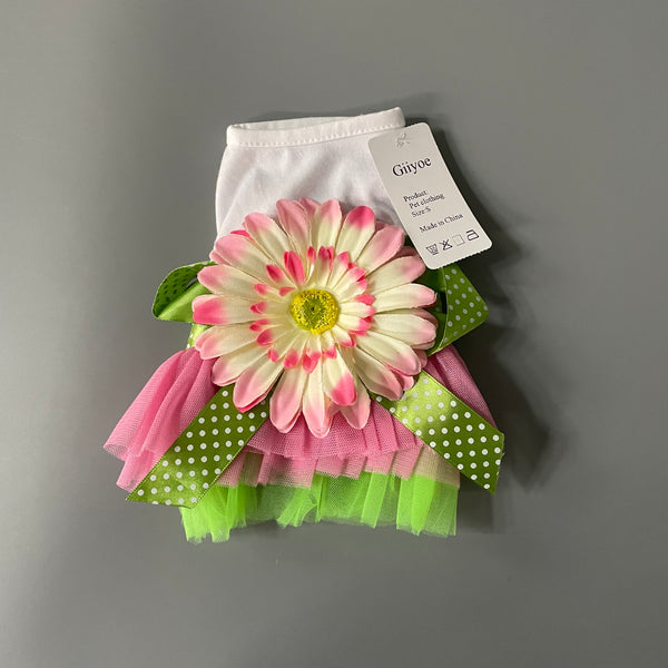 Giiyoe Pet clothing, Cute Dog Dress, Cotton Top Flower Tiered Layer Dress