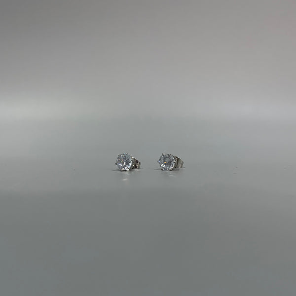 Verayahopee Ear studs, Sterling Silver Sparkling Round Cubic Zirconia Earrings, Classic Six Claws