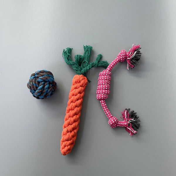 gulsulam Toy for pets, Carrot Shaped Dog Toy, Rope Ball Toy, Tough Teething Rope