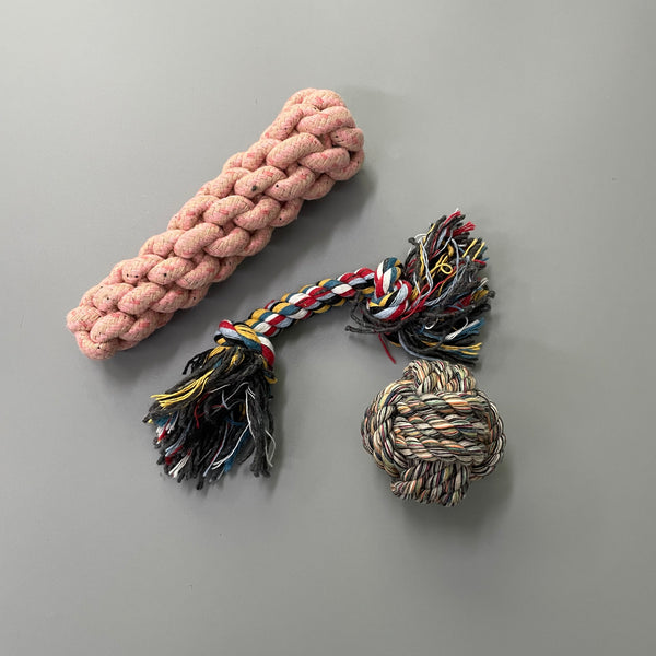 PUNISSLAVE Pet toys made of rope, Durable Cotton Rope Knot Dog Toys, 3 PCS